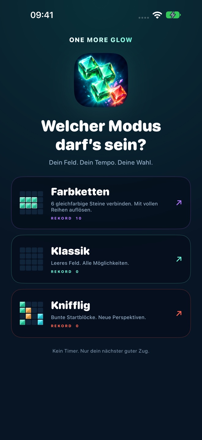 Modusauswahl mit Farbketten, Klassik und Knifflig